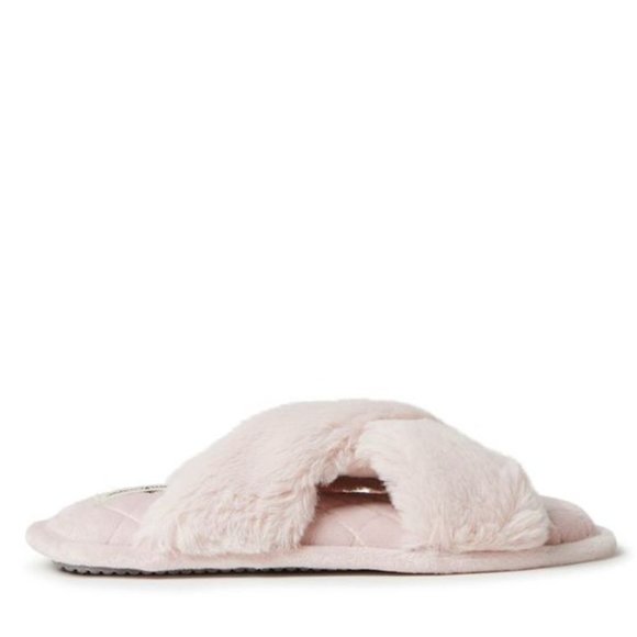 Dearfoams Womens Jessica Furry Crossband Slide - Picture 5 of 6